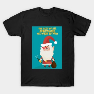 Drunk Santa Claus - funny Xmas illustrations T-Shirt